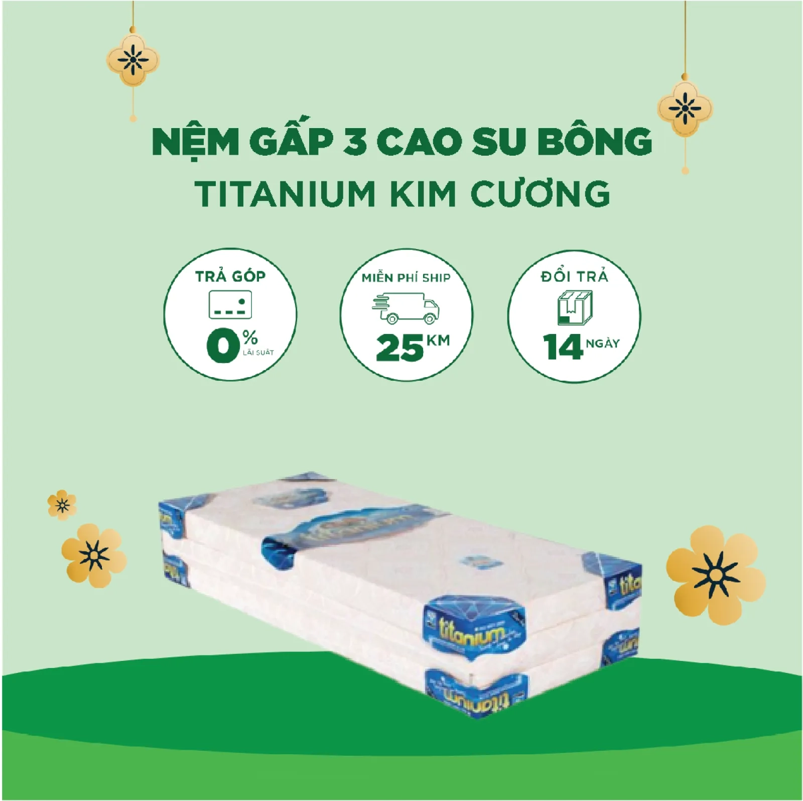 Ảnh sản phẩm Nệm Gấp 3 Cao Su Bông Titanium Kim Cương