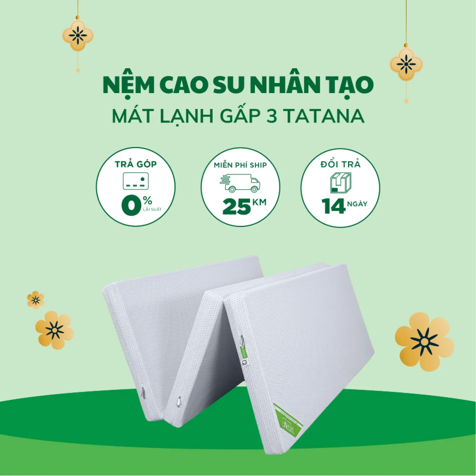 Ảnh sản phẩm Nệm Cao Su Nhân Tạo Mát Lạnh Gấp 3 Tatana