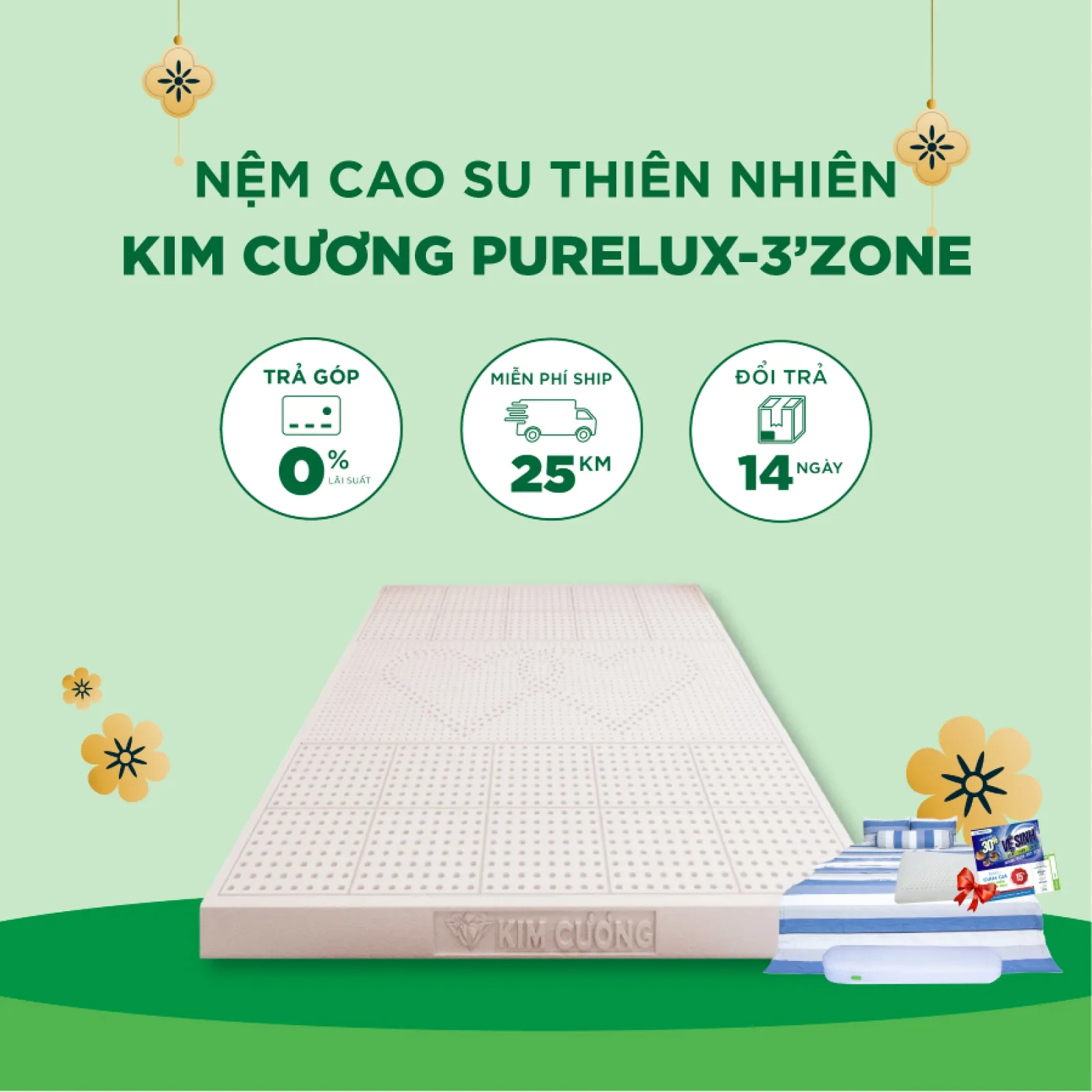 Ảnh sản phẩm Nệm Cao Su Thiên Nhiên Kim Cương Purelux-3’Zone