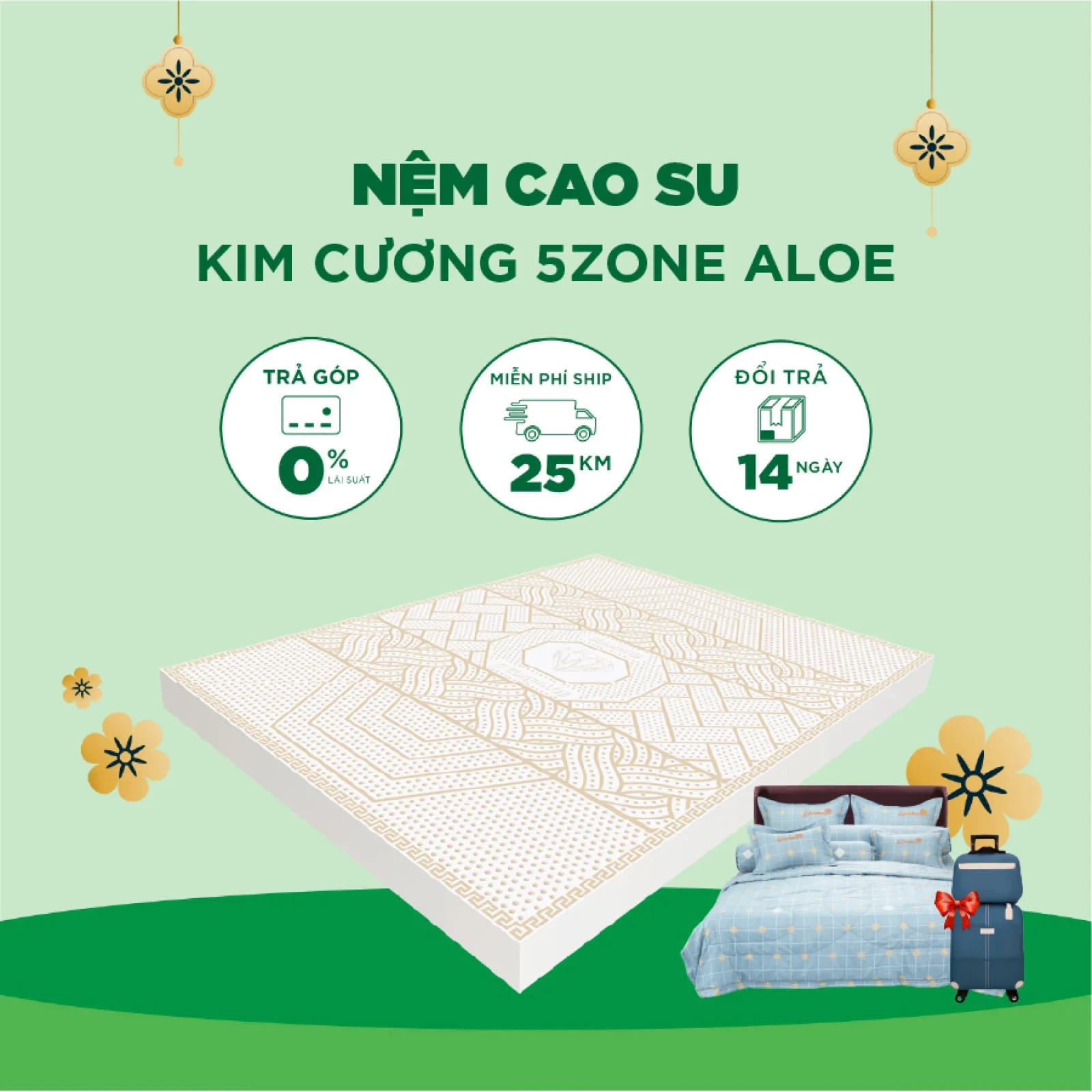 Ảnh sản phẩm Nệm Cao Su Thiên Nhiên Kim Cương 5Zone AloeLux