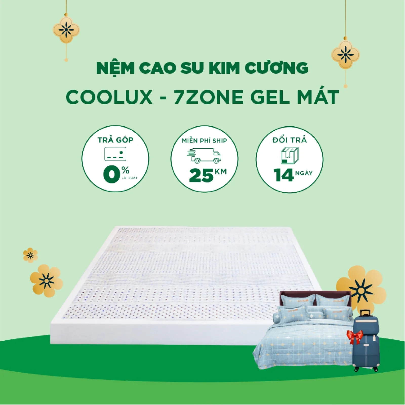 Ảnh sản phẩm Nệm Cao Su Thiên Nhiên Kim Cương Coolux - 7Zone Gel Mát